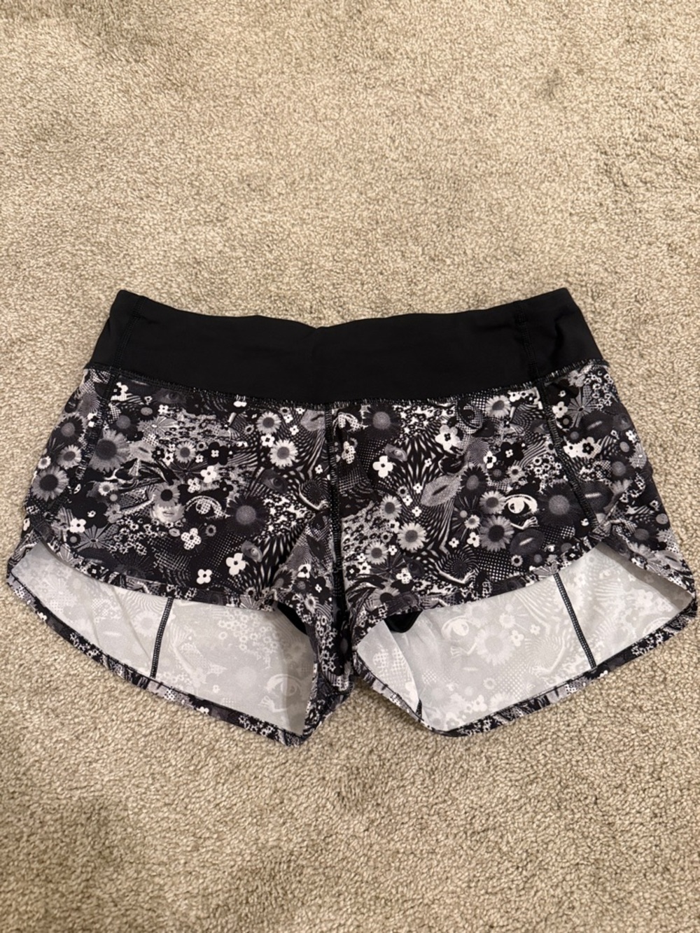 lululemon athletica Black Floral Print Athletic Shorts
